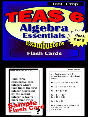 cover image of TEAS V Test Prep Algebra Review - Exambusters Flash Cards - Workbook 2 of 5